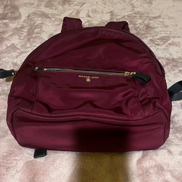 Michael Kors Handbags - Michael Kors Deep Burgundy Nylon Backpack with Gold Hardware